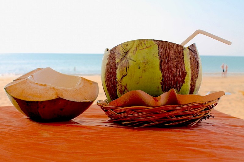 Drinken uit kokosnoot Bali