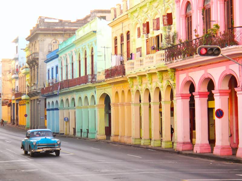 Cuba Havana gekleurde huizen