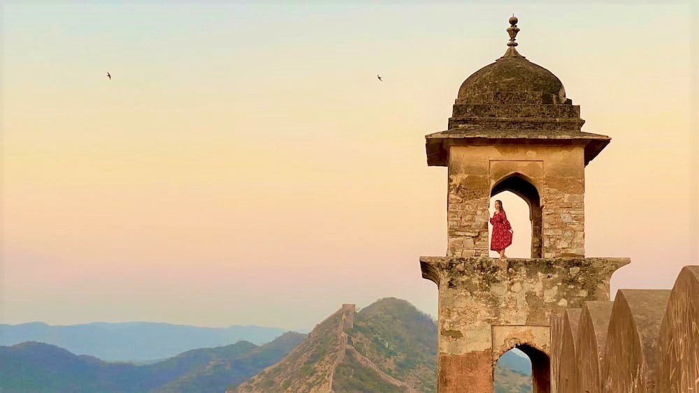 Overkant bij Amer Fort Jaipur