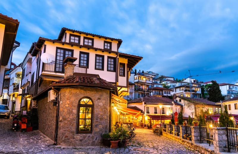 Traditionele huizen Ohrid Macedonië