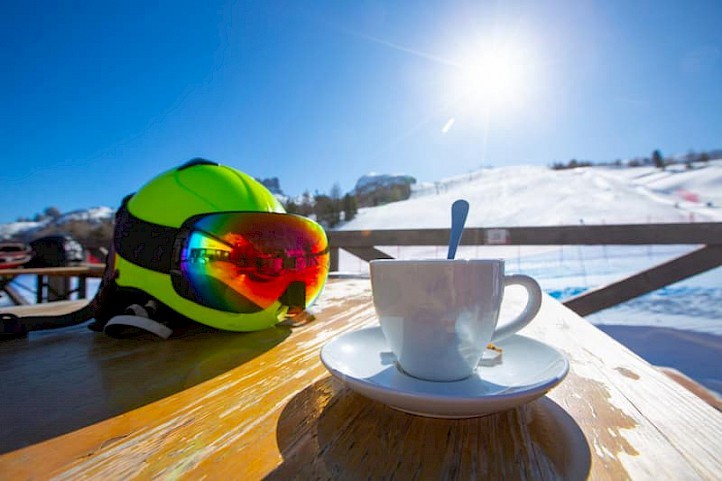Koffiepauze wintersport Dolomieten Italië