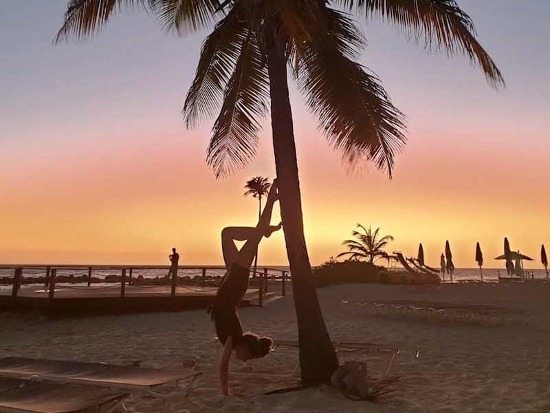 Curaçao Marriott Beach Resort handstand palmboom