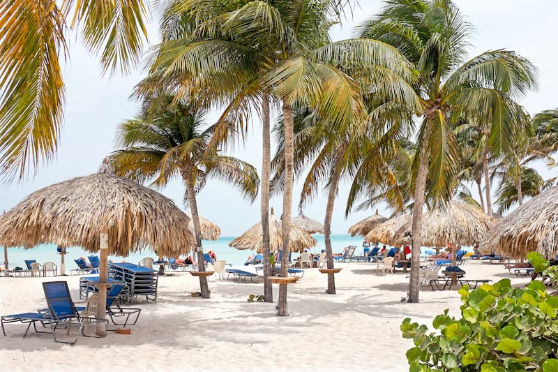 Palm Beach Aruba rieten parasols