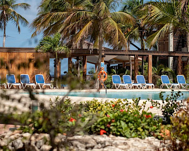 Eden Beach Resort Bonaire zwembad en groene tuin