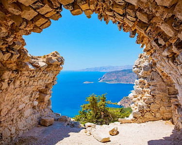 Ruïne Monolithos Castle op Rhodos