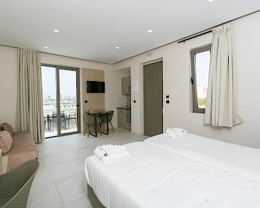 Appartementen Eanthia Beach Kreta slaapkamer met uitzicht