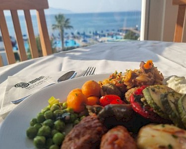 Mastichari Bay Kos all-inclusive eten en uitzicht op zee
