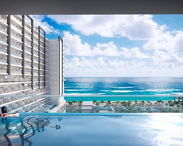 Riu Ventura Mexico artist impression zwembad met uitzicht op zee