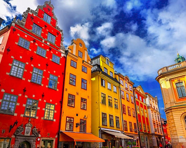 Gekleurde huisjes in Stockholm Zweden